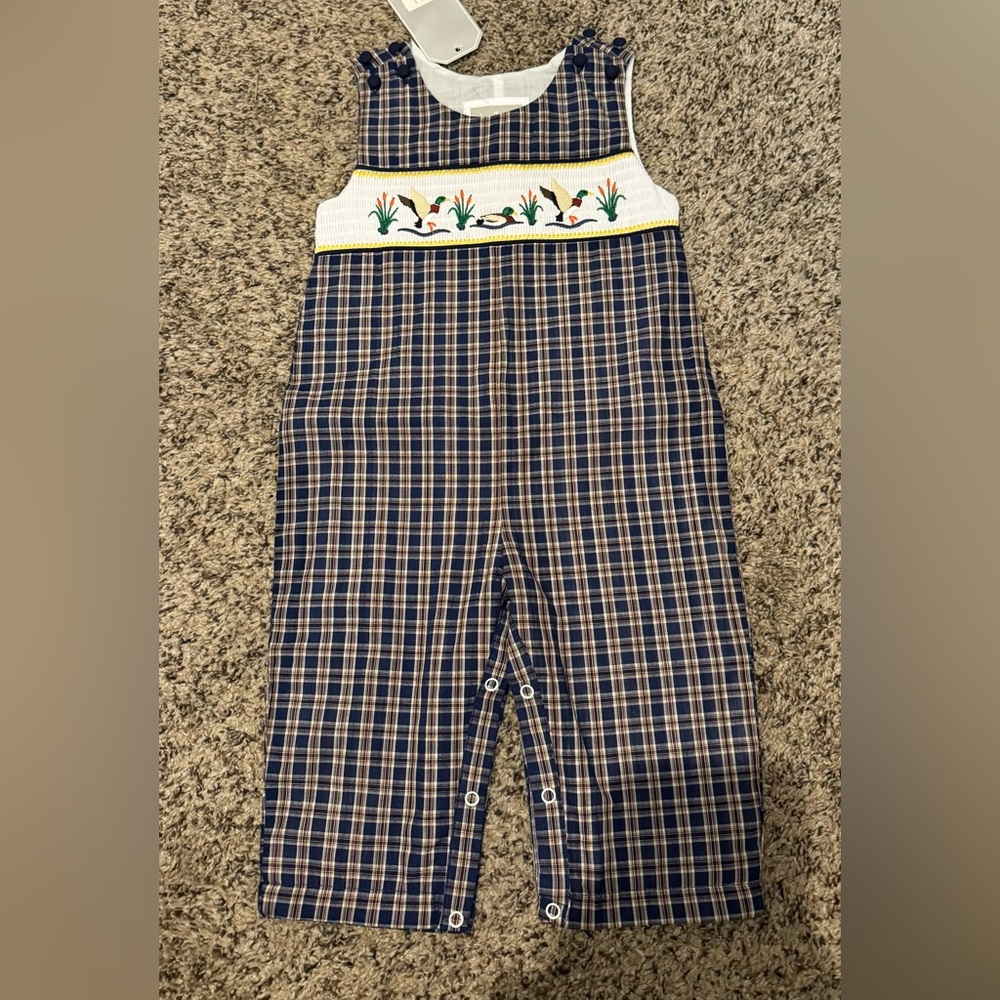 Lil Cactus smocked overalls